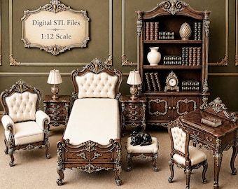 Victorian Dollhouse Furniture STL Bundle 1:12 Rococo Antique Miniature Set