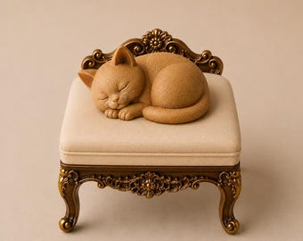 Luxury Dollhouse Ottoman STL - Baroque Cat Bed Miniature - Cute Desk Pet - 1:12 Scale Furniture - Mini Dollhouse Accessories