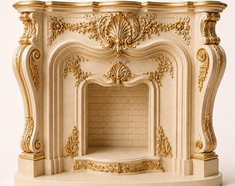 Victorian Rococo Fireplace STL | 1 in 12 Scale Dollhouse Furniture | Miniature Mantel 3D Print File | FDM Optimized | Support Free