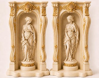Victorian Statue Niches STL Files | 1 in 12 Scale Dollhouse Wall Decor | Miniature Architectural Statues | FDM Optimized