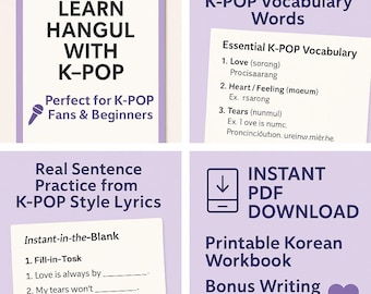 Learn Korean with K-POP | Hangul Workbook for Beginners | Korean Alphabet Study Guide