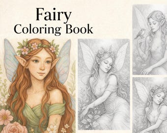 Libro da colorare sulle fate per adulti - Pagine da colorare stampabili del magico giardino delle fate, PDF di arte fantasy rilassante