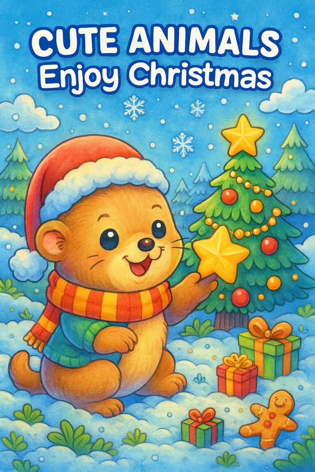 Christmas Animal Coloring Book for Kids: Fun Holiday Wildlife Scenes ...