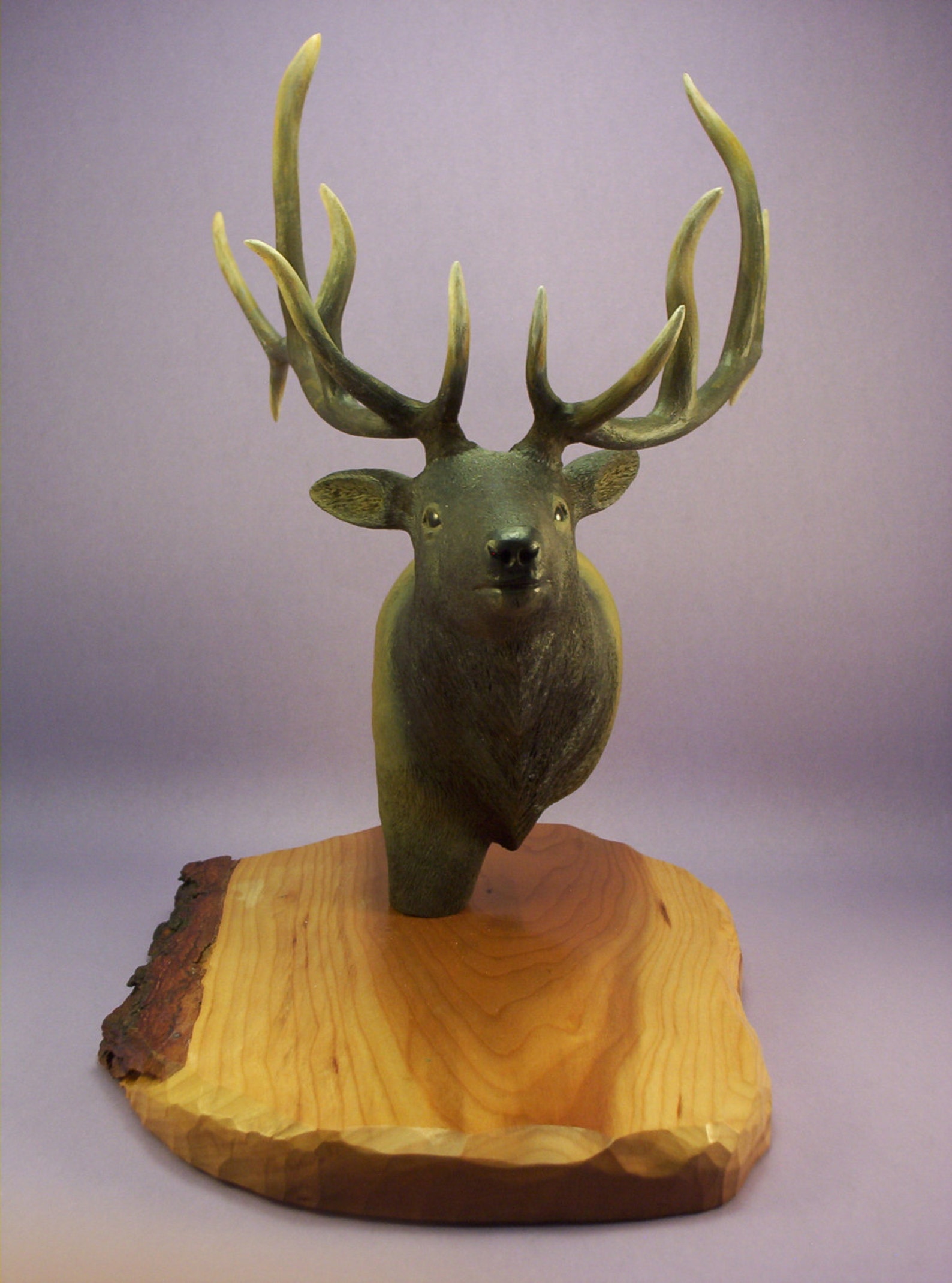 Rocky Mountain Elk wood carving OOAK wildlife sculpture art Etsy