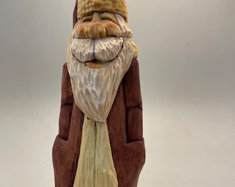 Hand carved wooden Santa Claus Old World Santa Hand made one of a kind hand painted traditional Old World Santa colors Christmas collectible