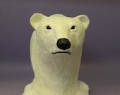 Madera tallado a mano tallada oso polar busto silvestre cabaña rústica decoración cazadores de figuritas coleccionables de animales Taxidermia estilo regalo OOAK