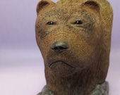 Madera tallado a mano tallada oso pardo busto silvestre cabaña rústica decoración cazadores de figuritas coleccionables de animales Taxidermia estilo regalo OOAK