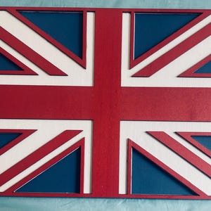 Handmade Union Jack wooden wall art – layered laser-cut British flag décor