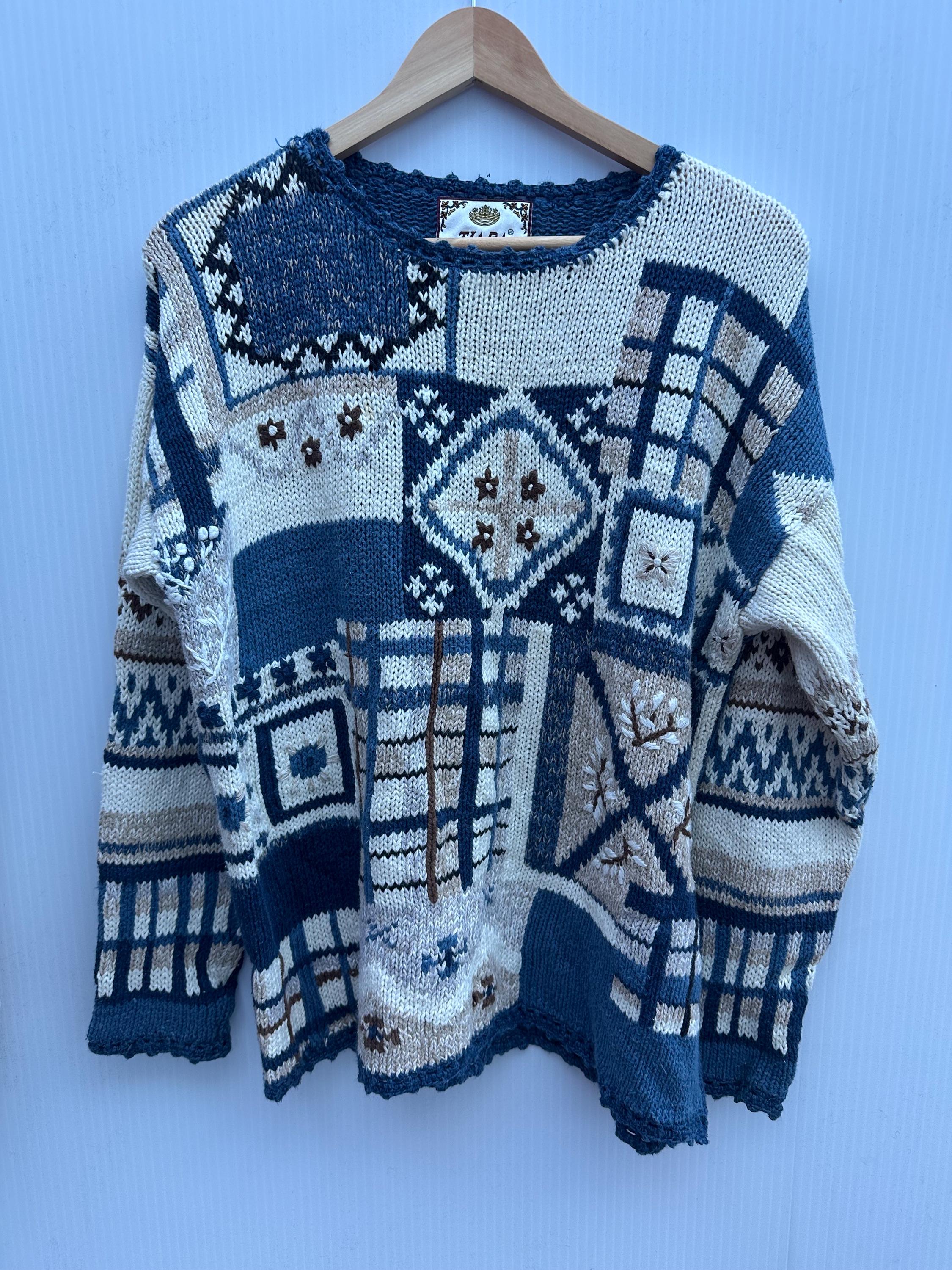 トップス 90s Vintage Tiara International Knitte Cottagecore Sweater 90s Vintage Tiara International Country