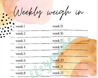 Weight loss tracker weekly weigh in rewards PRINTABLE DIGITAL DOWNLOAD system motivation health fitness wls vsg gastric sleeve rose gold