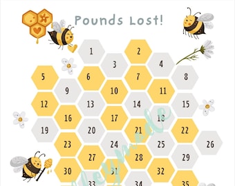 Seguimiento de pérdida de peso, recompensas de pesaje semanales, DESCARGA DIGITAL IMPRIMIBLE, sistema de motivación, salud, fitness, WLS, VSG, manga gástrica, Bee