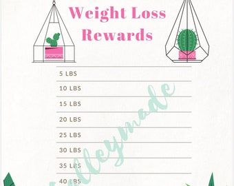 Weight loss tracker weekly weigh in rewards PRINTABLE DIGITAL DOWNLOAD system motivation health fitness wls vsg gastric sleeve Plant life