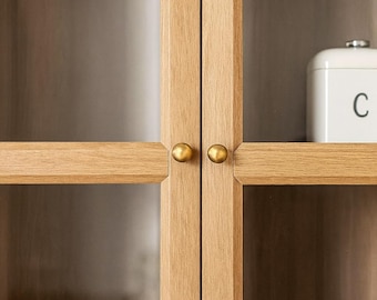 Solid Brass Antique Knob: 2cm Round Cabinet Handle