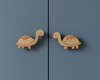Handmade Wooden Turtle Cabinet Knob: Kids' Room Decor