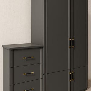 Vintage Ribbed Black Metal Cabinet Handles and Knobs Set
