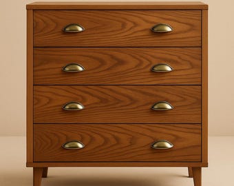 Vintage Brass Shell Cup Pull: Retro Cabinet Handle for Furniture
