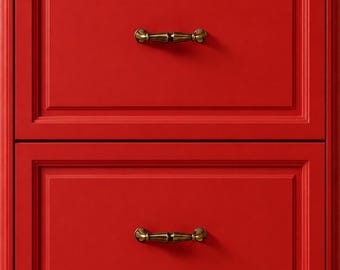 Antique Brass Cabinet Handle, Vintage Drawer Pull, Farmhouse Furniture Hardware (64mm)