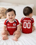 Personalized South Korea Baby Bodysuit, Custom Name Soccer Baby Outfit, South Korea  Football Fan Gift, Newborn Sports Jersey Onesie product logo
