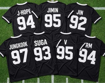 Custom BTS Kpop Football Jersey,Unisex Fan Merch,SUGA jersey, Personalized Name Number BTS Fan Lovers Players of All Age, Kpop Concert Shirt