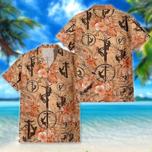 Hawaiiaans Lineman-shirt Tropical Utility Worker button-down strandkleding