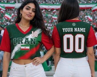 Maglia corta personalizzata della nazionale di calcio iraniana, maglietta corta personalizzata della nazionale di calcio iraniana, per sostenere la squadra di calcio.