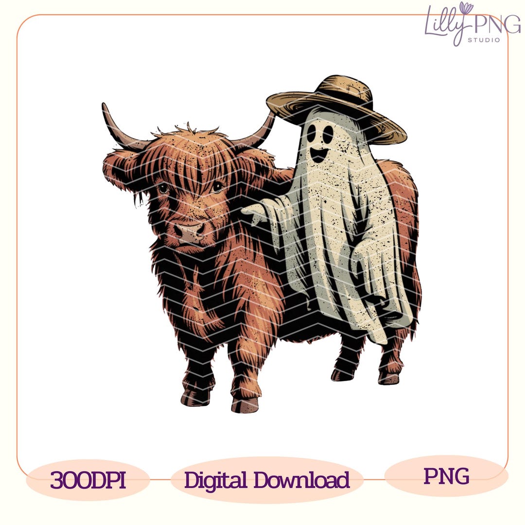 Retro Cow & Ghost Halloween Design: Farmhouse PNG SVG (digital Download ...