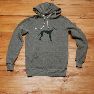 Greyhound Hoodie: Hand-Printed Fleece, Dog Lover Gift