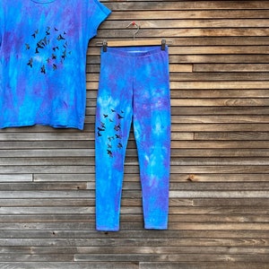 Bird Leggings, Hand Dyed, Yoga Leggings