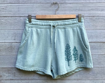 Hiking Shorts in Sea Foam Green, Tree Shorts, Camping Shorts, Summer Shorts, Yoga Shorts