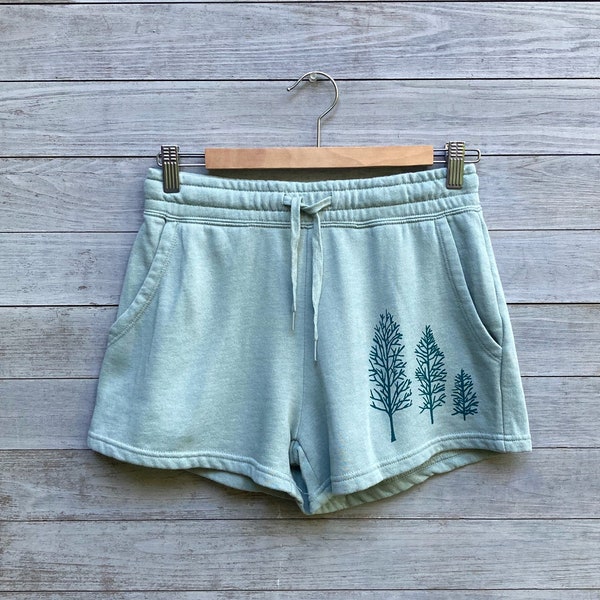 Hiking Shorts in Sea Foam Green, Tree Shorts, Camping Shorts, Summer Shorts, Yoga Shorts