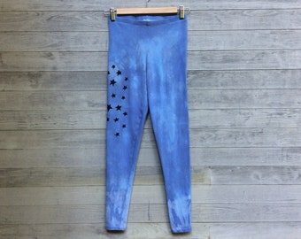 Night Sky Leggings, Star Leggings, Yoga Leggings, Hand Dyed Leggings, Blue Leggings, Girlfriend Gift,