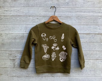 Organic Cotton Mushroom Sweatshirt, Little Mushroom Hunter, Sizes 3-14