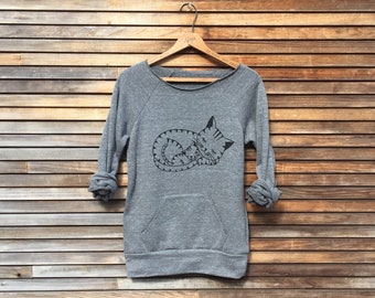 Organic Cotton Cat Sweatshirt, Cat Mom Gift, Cat Lover, Cozy Sweatshirt