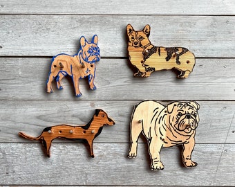 Dog Hooks, Choose Corgi, French Bulldog, Bulldog or Dachshund Hook for Leashes, Keys, Coats