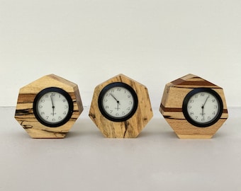 Honey Comb Clock, Tiny Bedside Clock, Reclaimed Wood, One of a Kind Gift, Unique Clock