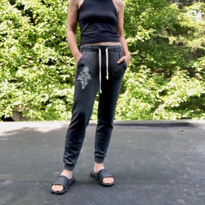 Eco Friendly Joggers with a Tree, Vacation Pants, Cozy Pants, Pewter Grey Sweatpants