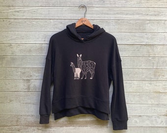 Me and Mama Llama Hoodie, Llama Gift, Black Hoodie, Workout Hoodie