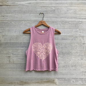 Floral Heart Crop Top, Festival Top, Raver Tank, Summer Tank, Yoga Tank, Workout Tank, Gym Tank