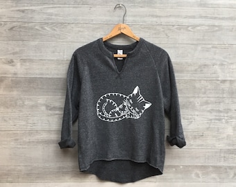 MEow and Mama Cat Top, Mother's Day, The Gym Remix Top, Gift for Mom, Cat Sweater, Yoga Pullover, Cat Lover