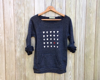 You're The One Sweater: Organic Cotton Blend, Hand-Printed Hearts