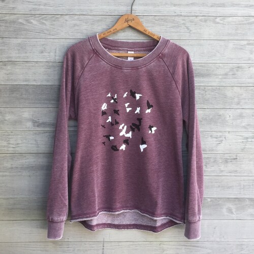 Murmuration Top Yoga Top Purple Sweater Bird Shirt Workout - Etsy