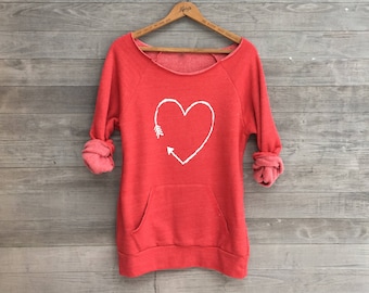 Valentine's Day Red Heart Sweatshirt: Organic Cotton Cozy Top