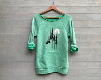 Snow Moon Sweatshirt in Organic Cotton Blend, Cozy, Casual Yoga Sweatshirt, Outdoorsy Top