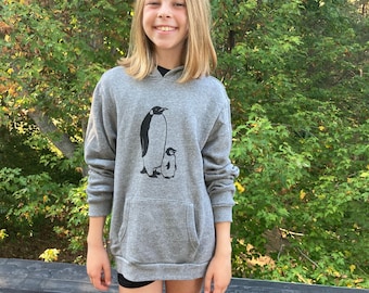 Penguin Hoodie, Kids Hoodie, Penguin Gift, 4T-12