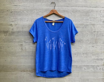 Bluebells Tee, Flowy Tee, Floral Shirt, Blue Tshirt, Summer Tee, Gift for Mom