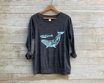 Whale Pullover, Gift for Mom, Yoga Top, Lightweight Pullover