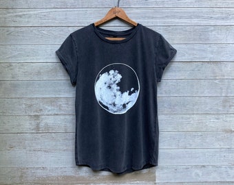 Organic Cotton Full Moon Tee: Hand Printed Summer Top