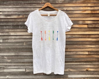 FINAL SALE Tshirt, Rainbow Arrows Shirt, Size XLarge