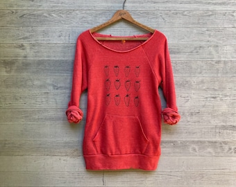 Organic Cotton Strawberry Sweatshirt, Strawberry Gift, Red Sweatshirt, Gift for a Gardener