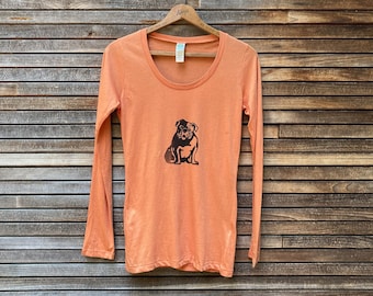 Organic Cotton Long Sleeve Tees, Mixed Designs include Bulldog and Chicken